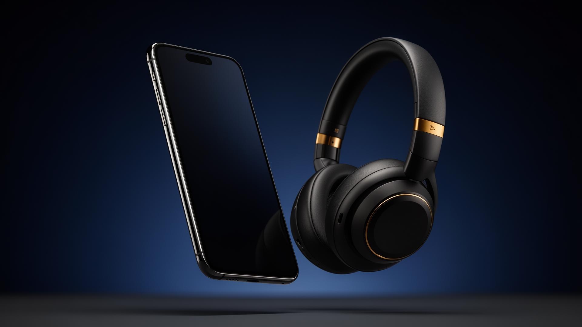 Premium smartphone and over-ear headphones